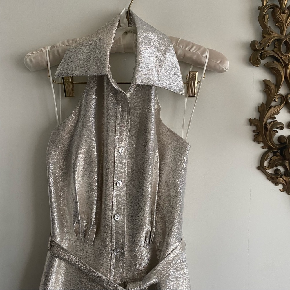 THEIA GOLD MAXI DRESS GOWN - Picture 8 of 13